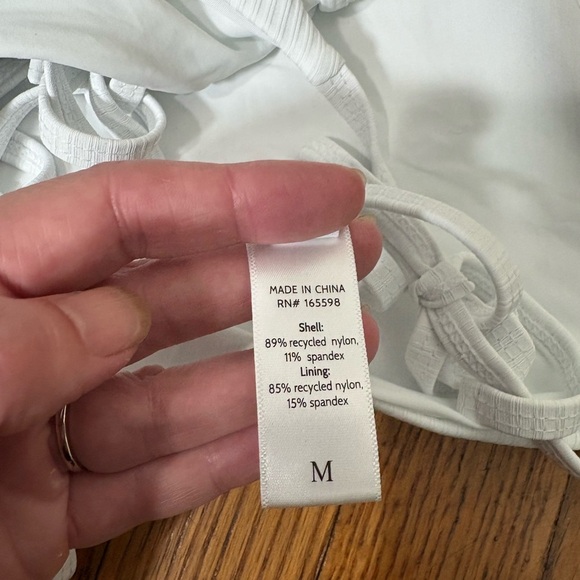 Andie String Bikini Set Ribbed White size M NWOT Classic Minimalist - Picture 5 of 7